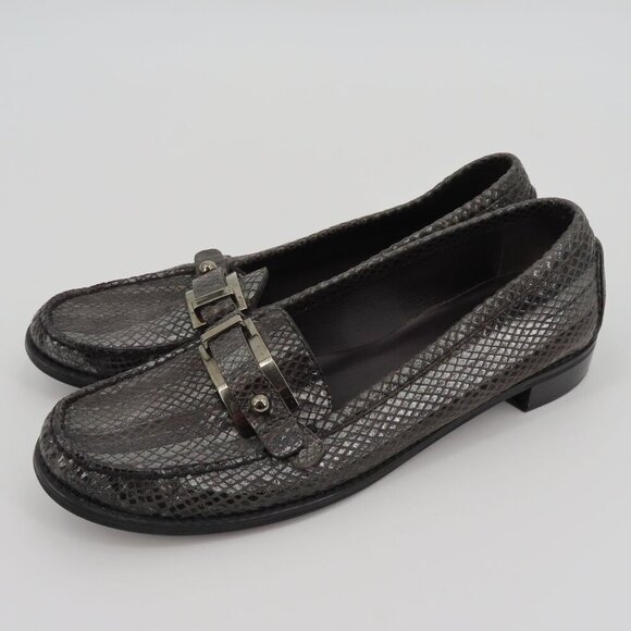 VTG Stuart Weitzman Women 9.5 SS Black Leather Loafers Slip On Shoes Style 19265 - Picture 13 of 13